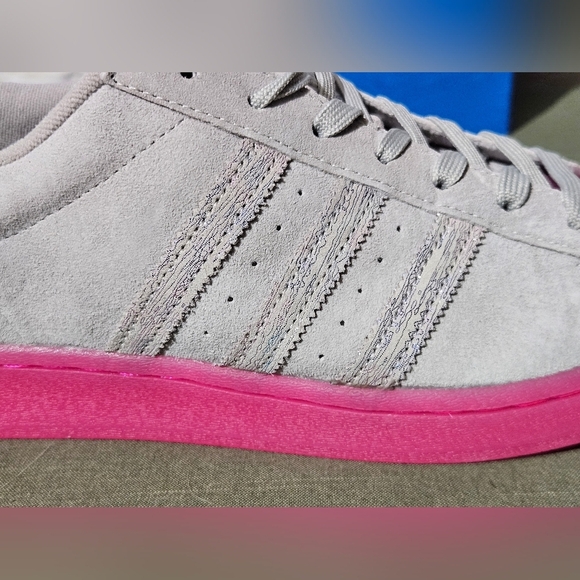 Adidas Superstars ASW Women's Gray suede Sneakers with Pink Sole - Picture 12 of 14